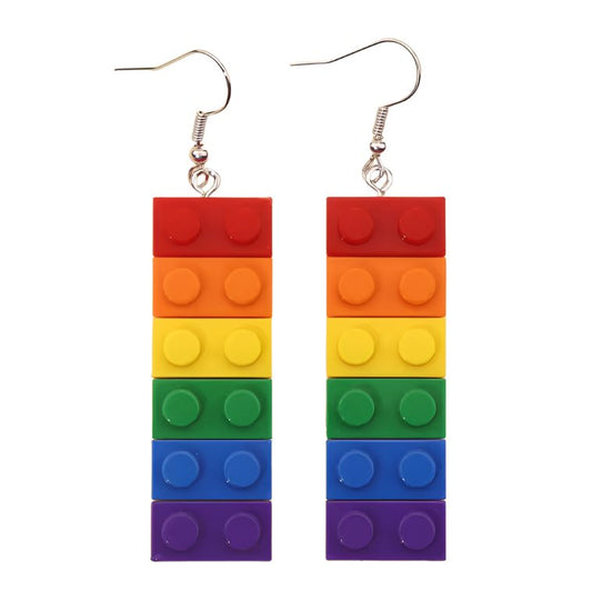 Building Blocks Rainbow Earrings - Colourful and Playful Fashion Statement - Rebellious Unicorns