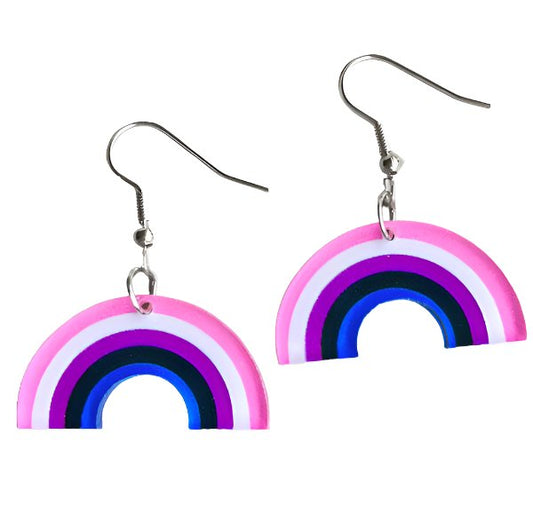 Proud Rainbow Shaped Acrylic Earrings - Diverse Pride Collection - Rebellious Unicorns
