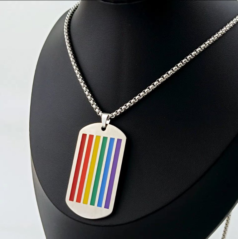 Stainless Steel 2SLGBTQ+ Rainbow Flag Pendant Necklace - Rebellious Unicorns