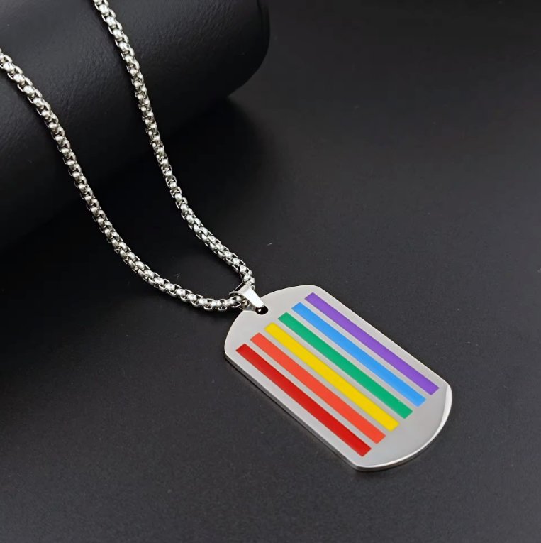 Stainless Steel 2SLGBTQ+ Rainbow Flag Pendant Necklace - Rebellious Unicorns