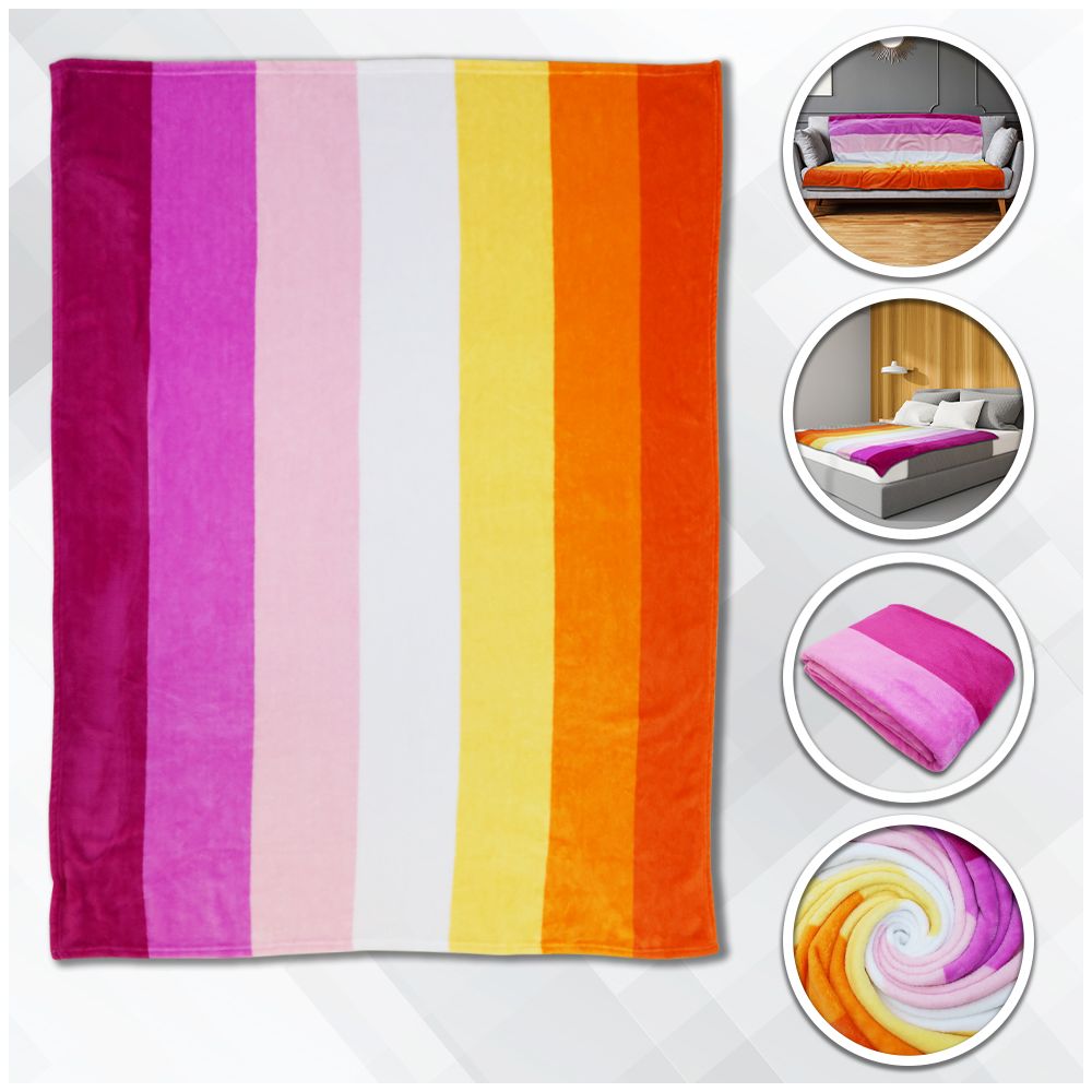 Lesbian Sunset Flag Plush Blanket - Rebellious Unicorns