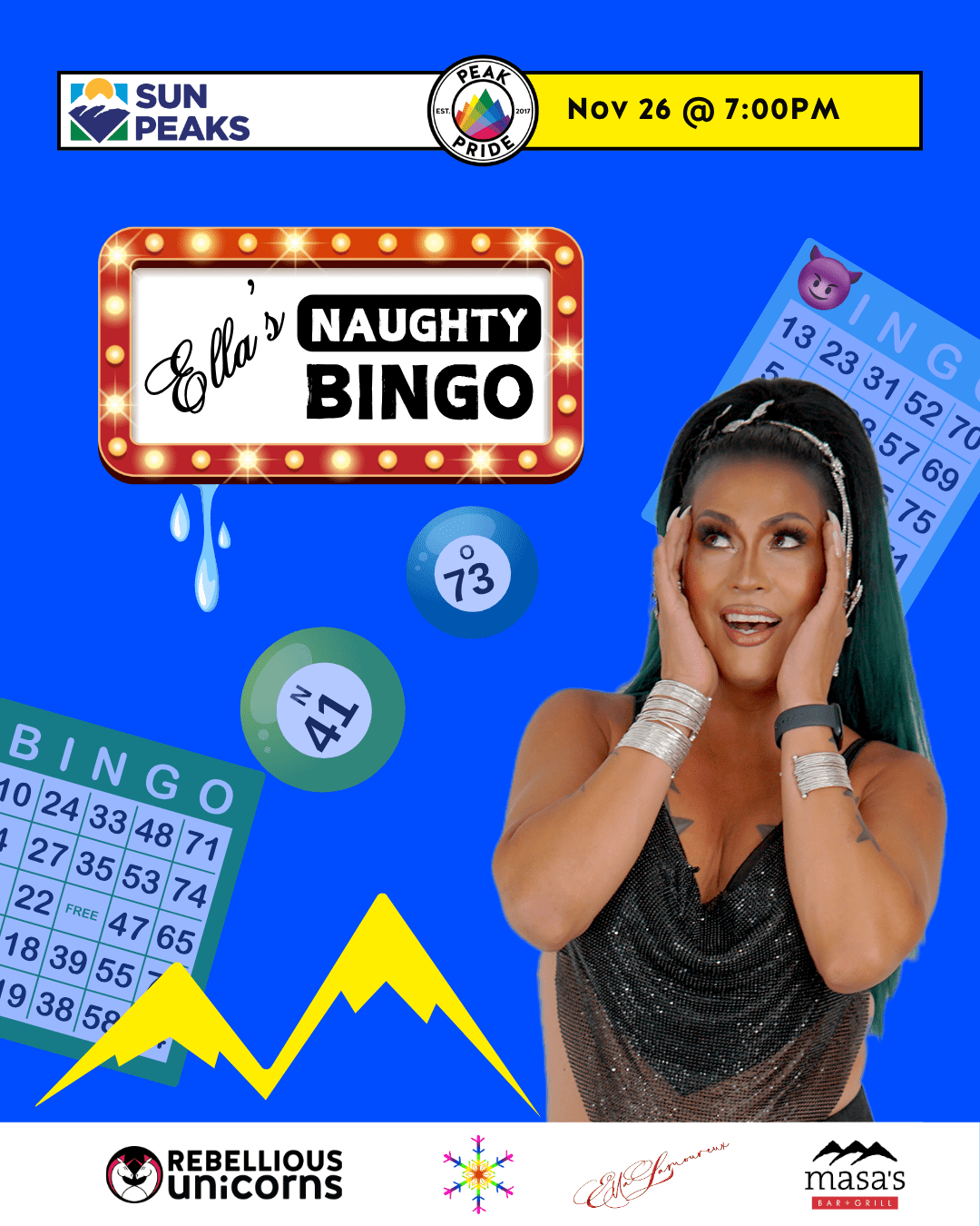 Ella's Naughty Bingo | Sun Peaks | Peak Pride (Nov 26) - Rebellious Unicorns