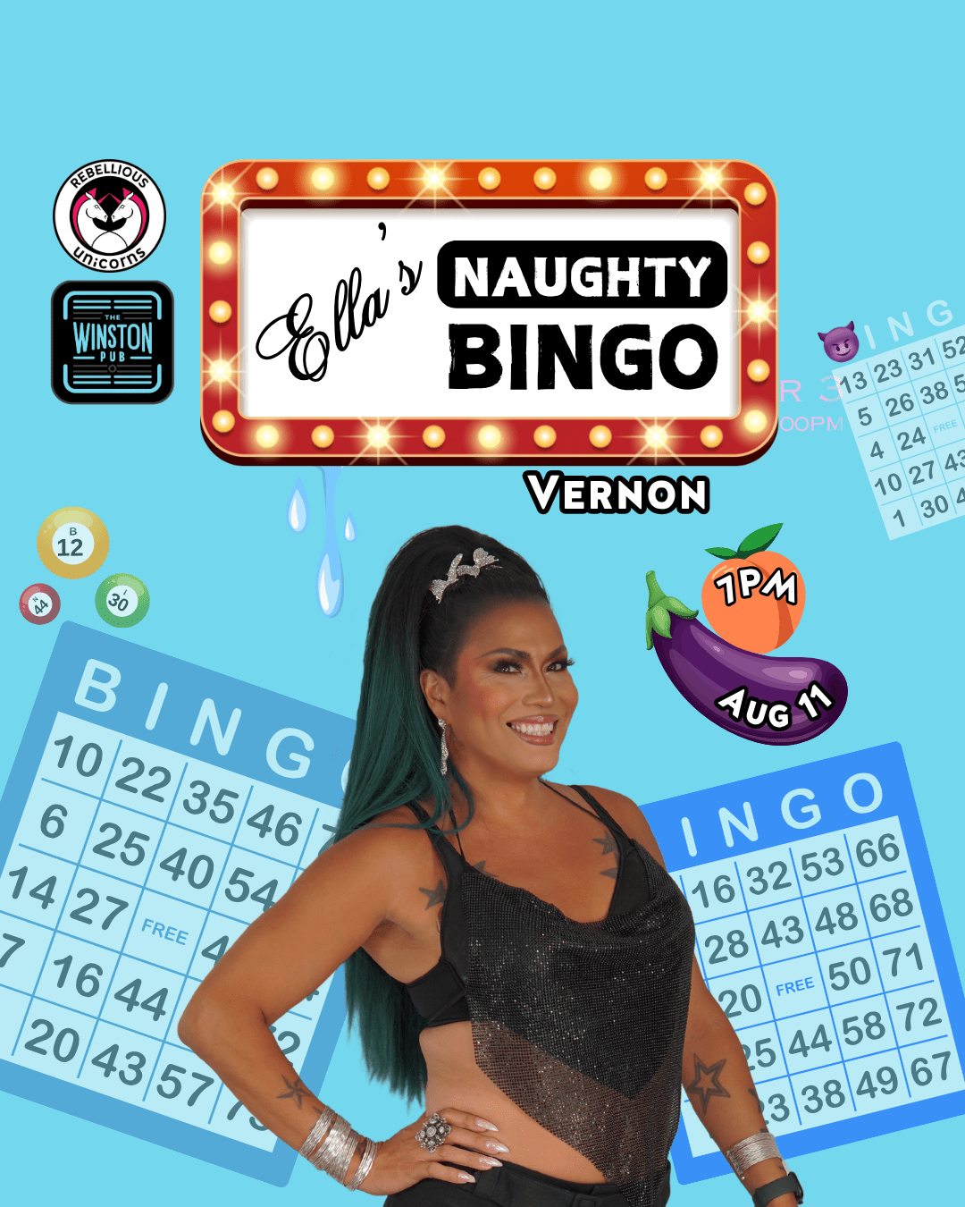 Ella's Naughty Bingo | Vernon (Aug 11) - Rebellious Unicorns