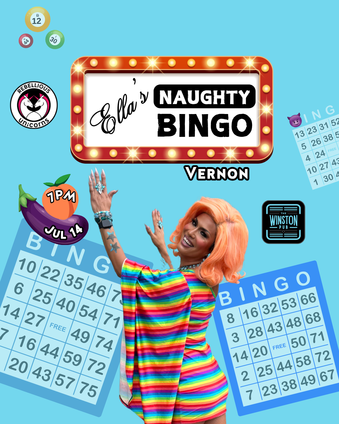 Ella's Naughty Bingo | Vernon (Jul 14) - Rebellious Unicorns