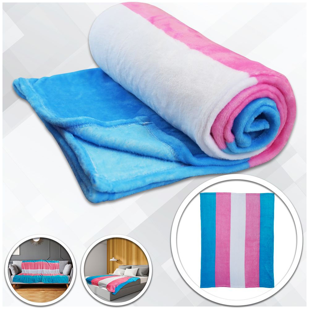 Trans Flag Plush Blanket - Rebellious Unicorns