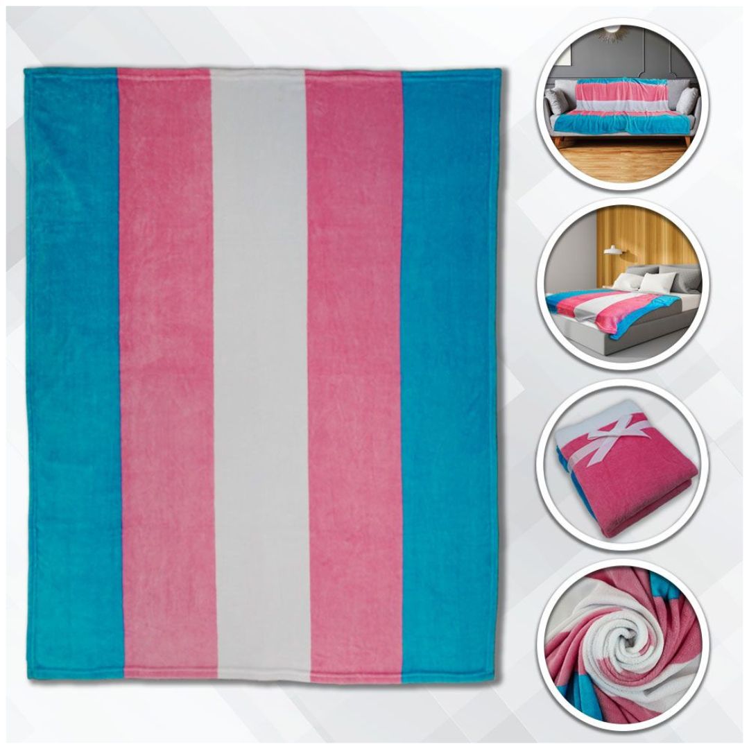 Trans Flag Plush Blanket - Rebellious Unicorns